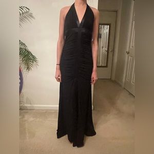 Black long halter top evening gown. Size 4.